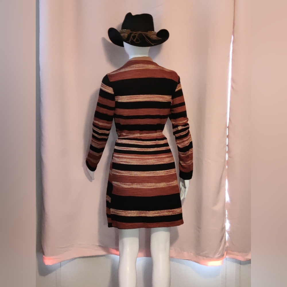 ####NWT-UPC Open Front Striped Print Cardigan - Picture 2 of 4